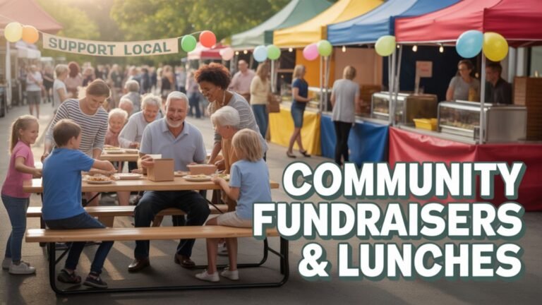 Community Fundraisers & Lunches – Charity events and community support initiatives.