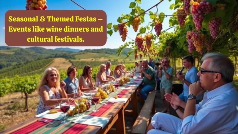 Seasonal & Themed Festas – Events like wine dinners and cultural festivals.